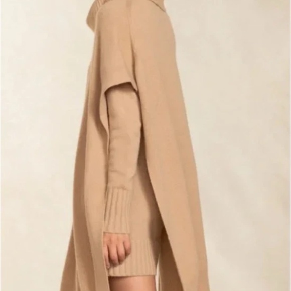 Naked Cashmere Kenzie Cowl-Turtleneck Poncho – Camel, One Size | 100% Cashmere - Picture 3 of 12